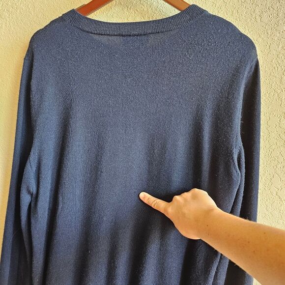 A.P.C. Stephen Navy knit argyle pullon sweater unisex size large merino wool - Picture 5 of 8